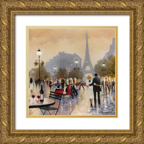 Paris Twilight Gold Ornate Wood Framed Art Print with Double Matting by Orme, E. Anthony