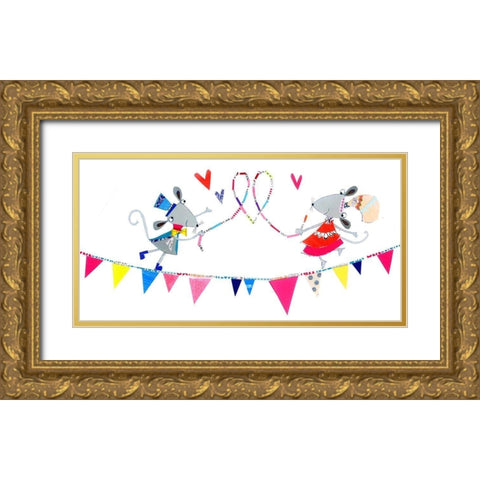 Circus Mice Gold Ornate Wood Framed Art Print with Double Matting by Pope, Kate and Elizabeth