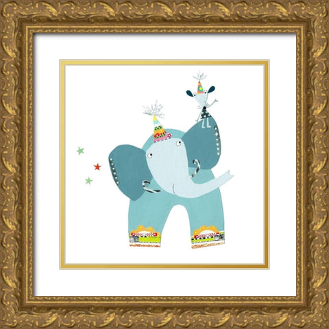 Circus Elephant Gold Ornate Wood Framed Art Print with Double Matting by Pope, Kate and Elizabeth