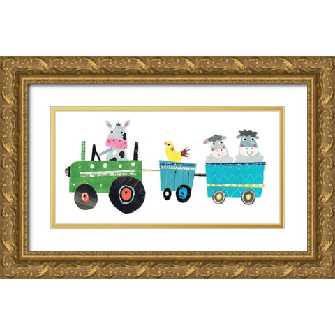 Cute Farm Gold Ornate Wood Framed Art Print with Double Matting by Pope, Kate and Elizabeth