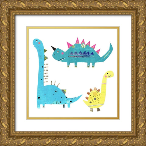 Dino Trio Gold Ornate Wood Framed Art Print with Double Matting by Pope, Kate and Elizabeth