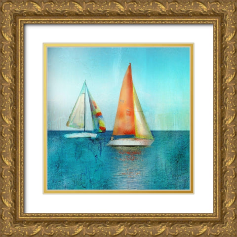 Color Tint Sail Gold Ornate Wood Framed Art Print with Double Matting by Nan