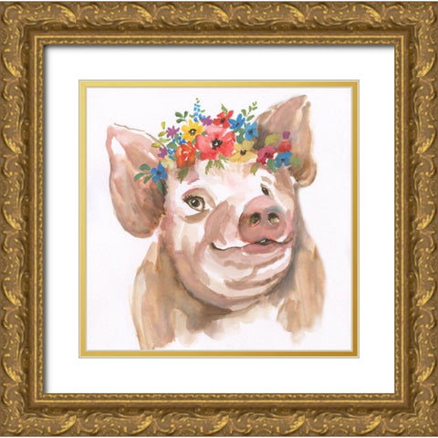 Royal Pig Gold Ornate Wood Framed Art Print with Double Matting by Nan