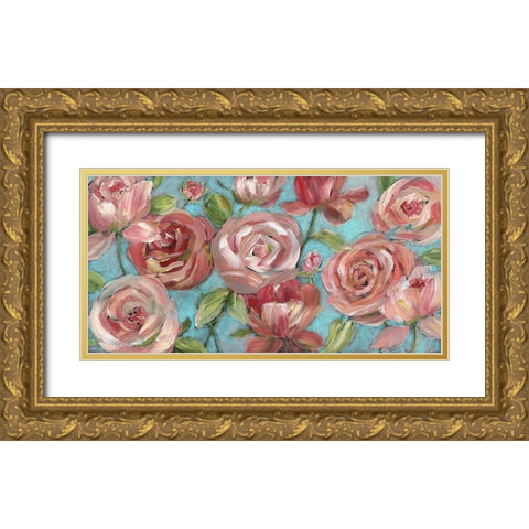 Peaches and Cream Gold Ornate Wood Framed Art Print with Double Matting by Nan