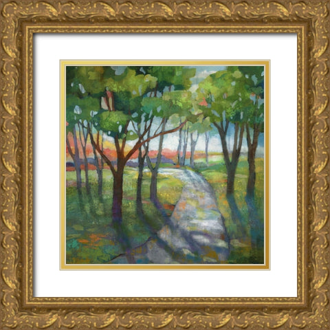 Evening Path Gold Ornate Wood Framed Art Print with Double Matting by Nan