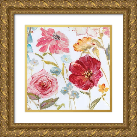 Wildflower Whimsy I Gold Ornate Wood Framed Art Print with Double Matting by Swatland, Sally