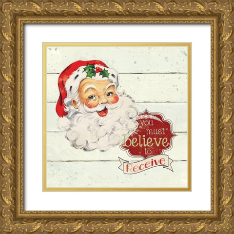 Santa Believe Gold Ornate Wood Framed Art Print with Double Matting by Robinson, Carol
