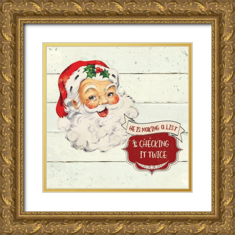 Santa List Gold Ornate Wood Framed Art Print with Double Matting by Robinson, Carol