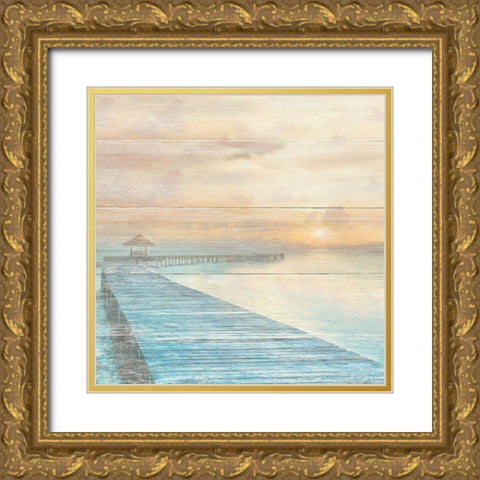 Gather at the Beach Gold Ornate Wood Framed Art Print with Double Matting by Calascibetta, Mike