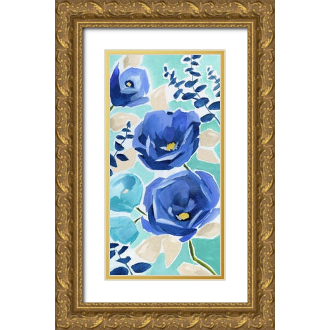 Blue Modern Garden II Gold Ornate Wood Framed Art Print with Double Matting by Nan