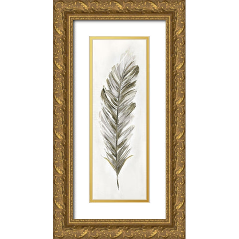 Plume Neutral I Gold Ornate Wood Framed Art Print with Double Matting by Nan