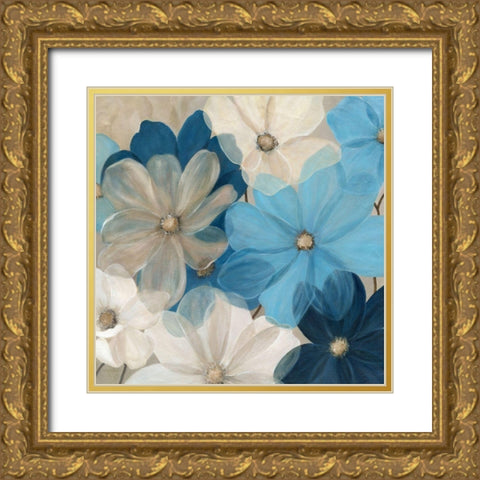 Midnight Blue Gardens Gold Ornate Wood Framed Art Print with Double Matting by Robinson, Carol