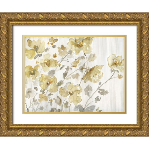 Blooming Neutral Gold Ornate Wood Framed Art Print with Double Matting by Nan