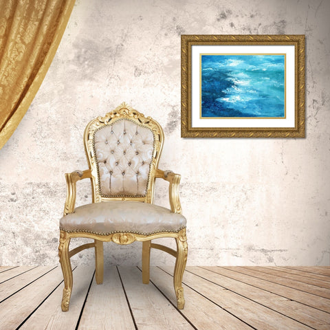 Crashing Waves I Gold Ornate Wood Framed Art Print with Double Matting by Nan