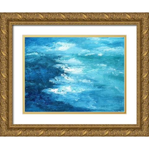 Crashing Waves I Gold Ornate Wood Framed Art Print with Double Matting by Nan