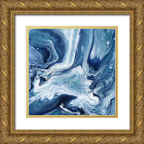 Blue Sea Agate Gold Ornate Wood Framed Art Print with Double Matting by Craven, Katrina