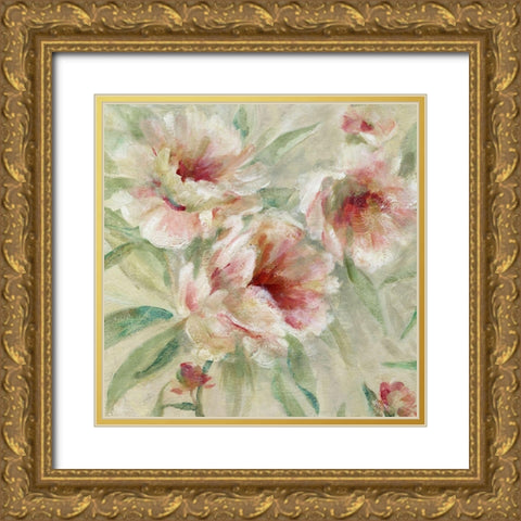 Peony Garden I Gold Ornate Wood Framed Art Print with Double Matting by Robinson, Carol