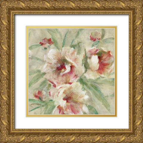 Peony Garden II Gold Ornate Wood Framed Art Print with Double Matting by Robinson, Carol