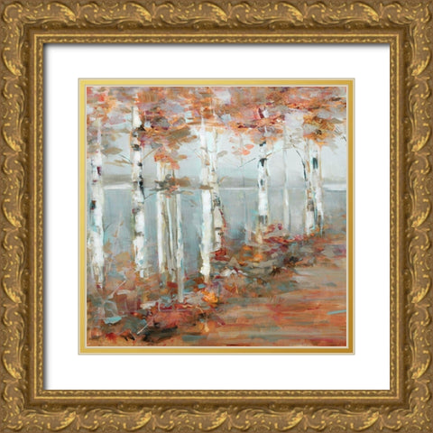 Birch Walk I Gold Ornate Wood Framed Art Print with Double Matting by Swatland, Sally