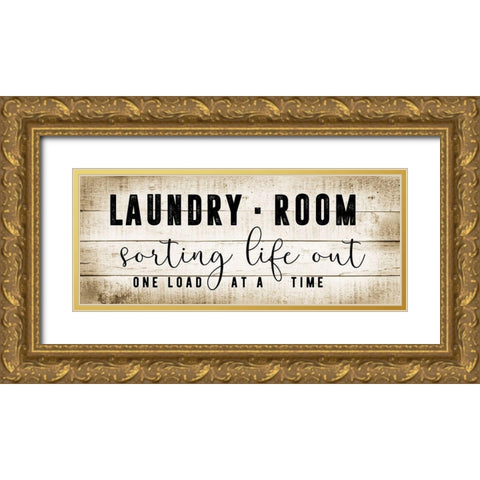 Laundry Room Gold Ornate Wood Framed Art Print with Double Matting by CAD Designs