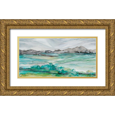 Marble Seas Gold Ornate Wood Framed Art Print with Double Matting by Robinson, Carol