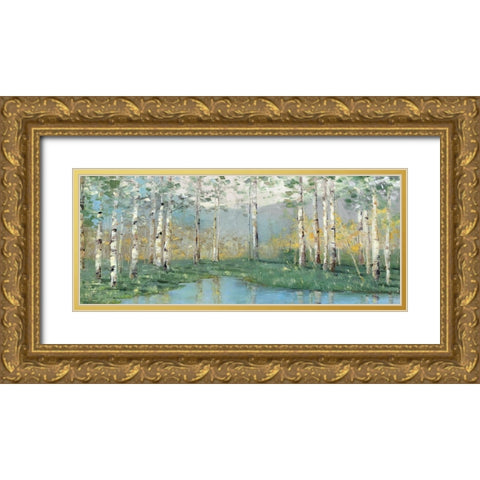 Birch River Reflections Gold Ornate Wood Framed Art Print with Double Matting by Swatland, Sally