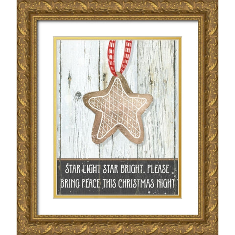 Gingerbread Star Gold Ornate Wood Framed Art Print with Double Matting by Robinson, Carol