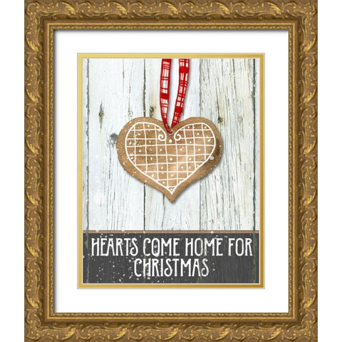 Gingerbread Heart Gold Ornate Wood Framed Art Print with Double Matting by Robinson, Carol