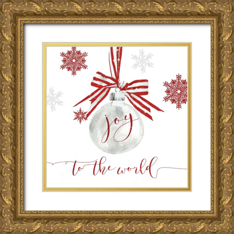 Joy Ornament Gold Ornate Wood Framed Art Print with Double Matting by Robinson, Carol
