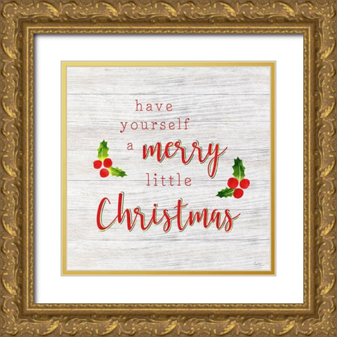 Merry Little Christmas Gold Ornate Wood Framed Art Print with Double Matting by Carpentieri, Natalie