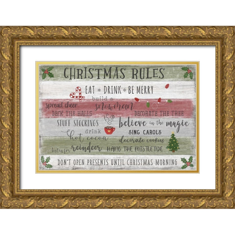 Christmas Rules Gold Ornate Wood Framed Art Print with Double Matting by Carpentieri, Natalie