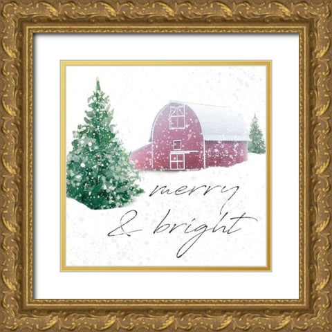Farmhouse Christmas Gold Ornate Wood Framed Art Print with Double Matting by Robinson, Carol