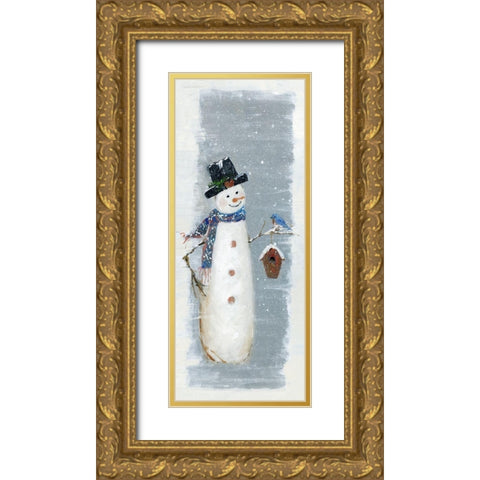 Primitive Snowman I Gold Ornate Wood Framed Art Print with Double Matting by Swatland, Sally
