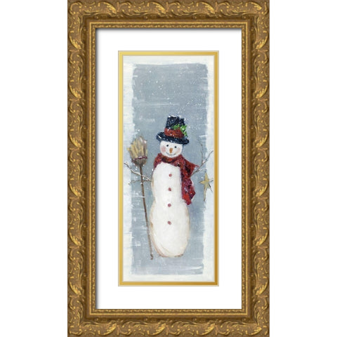 Primitive Snowman II Gold Ornate Wood Framed Art Print with Double Matting by Swatland, Sally