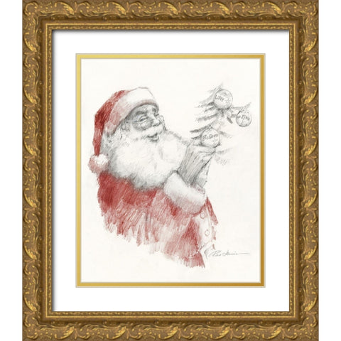Santas Touch Gold Ornate Wood Framed Art Print with Double Matting by Manning, Ruane