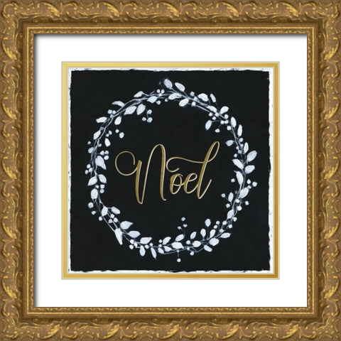 Noel Wreath Gold Ornate Wood Framed Art Print with Double Matting by Swatland, Sally