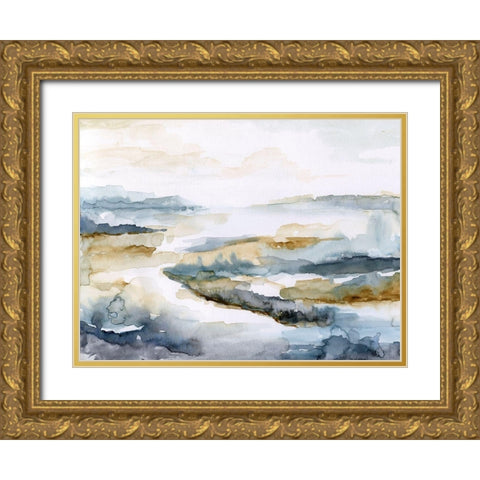 Estuary I Gold Ornate Wood Framed Art Print with Double Matting by Nan