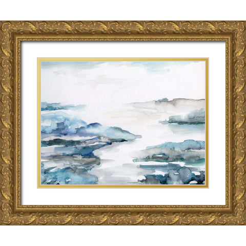 Estuary II Gold Ornate Wood Framed Art Print with Double Matting by Nan