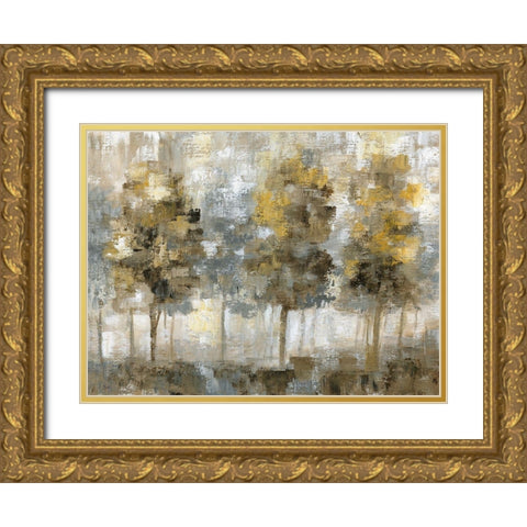 Linen Trees Gold Ornate Wood Framed Art Print with Double Matting by Nan