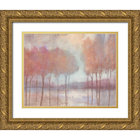 Blushing Trees Gold Ornate Wood Framed Art Print with Double Matting by Nan