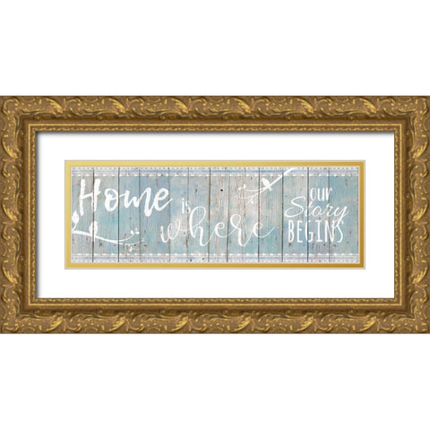 Home Story Gold Ornate Wood Framed Art Print with Double Matting by Santiago, Daniela