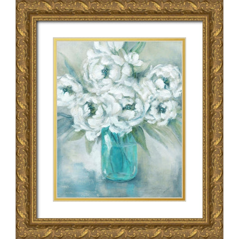 Pure Peonies Gold Ornate Wood Framed Art Print with Double Matting by Robinson, Carol