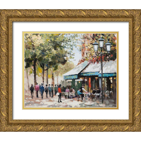 Paris Teal II Gold Ornate Wood Framed Art Print with Double Matting by Orme, E. Anthony