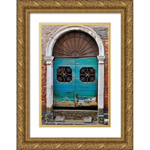 Venice Door Gold Ornate Wood Framed Art Print with Double Matting by Gulin, Darrell