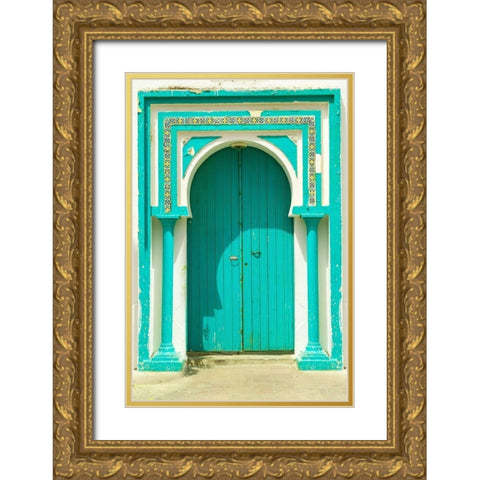 Tunisia Door Gold Ornate Wood Framed Art Print with Double Matting by Tondini, Dominico
