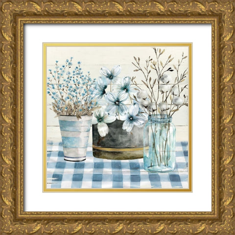 Blue Farmhouse Gold Ornate Wood Framed Art Print with Double Matting by Robinson, Carol