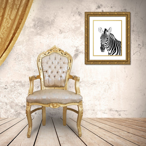 Safari Zebra Gold Ornate Wood Framed Art Print with Double Matting by Westmoreland, Robin