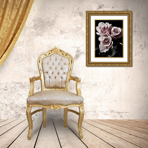 Rose Noir I Gold Ornate Wood Framed Art Print with Double Matting by Miller, Anna