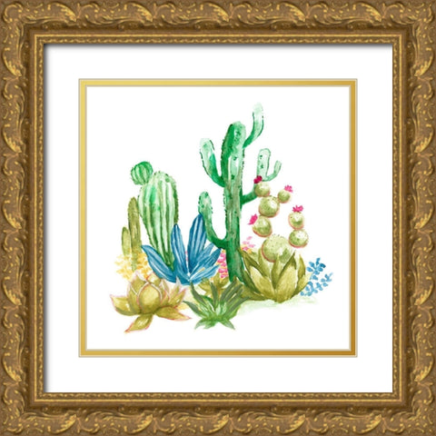 Cactus Vignette II Gold Ornate Wood Framed Art Print with Double Matting by Nan