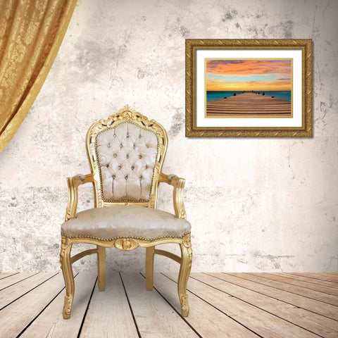 Aruba Sundown Gold Ornate Wood Framed Art Print with Double Matting by Carpentieri, Natalie